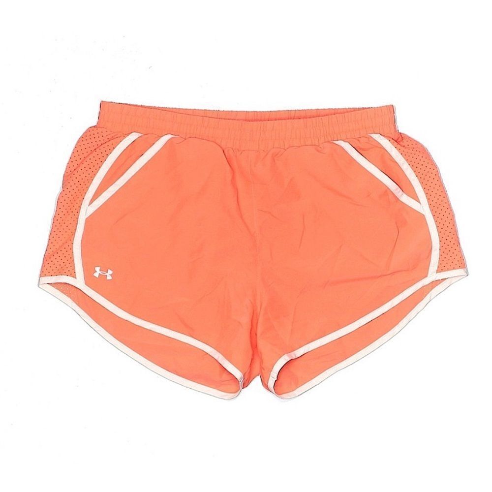 Under Armour Fitted Logo Coral Orange Shorts - Picture 1 of 9